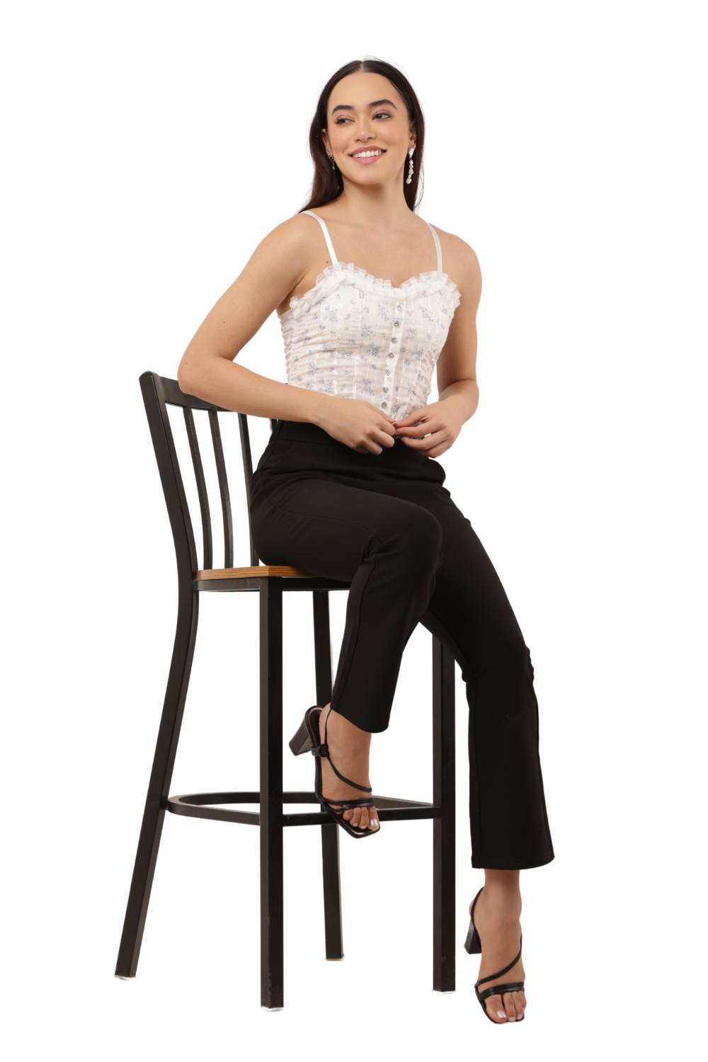 Floral Lace Trim Buttoned Crop Top Free Size – Korean Fashion Inspired