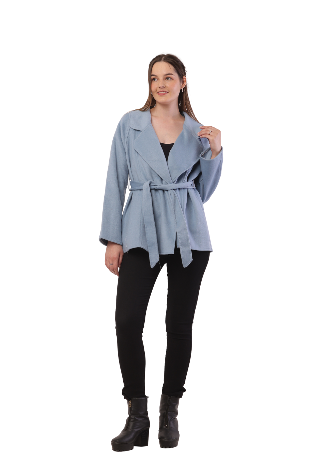 Korean Fashion Wool Belted Coat – Elegant Women's Winter Jacket