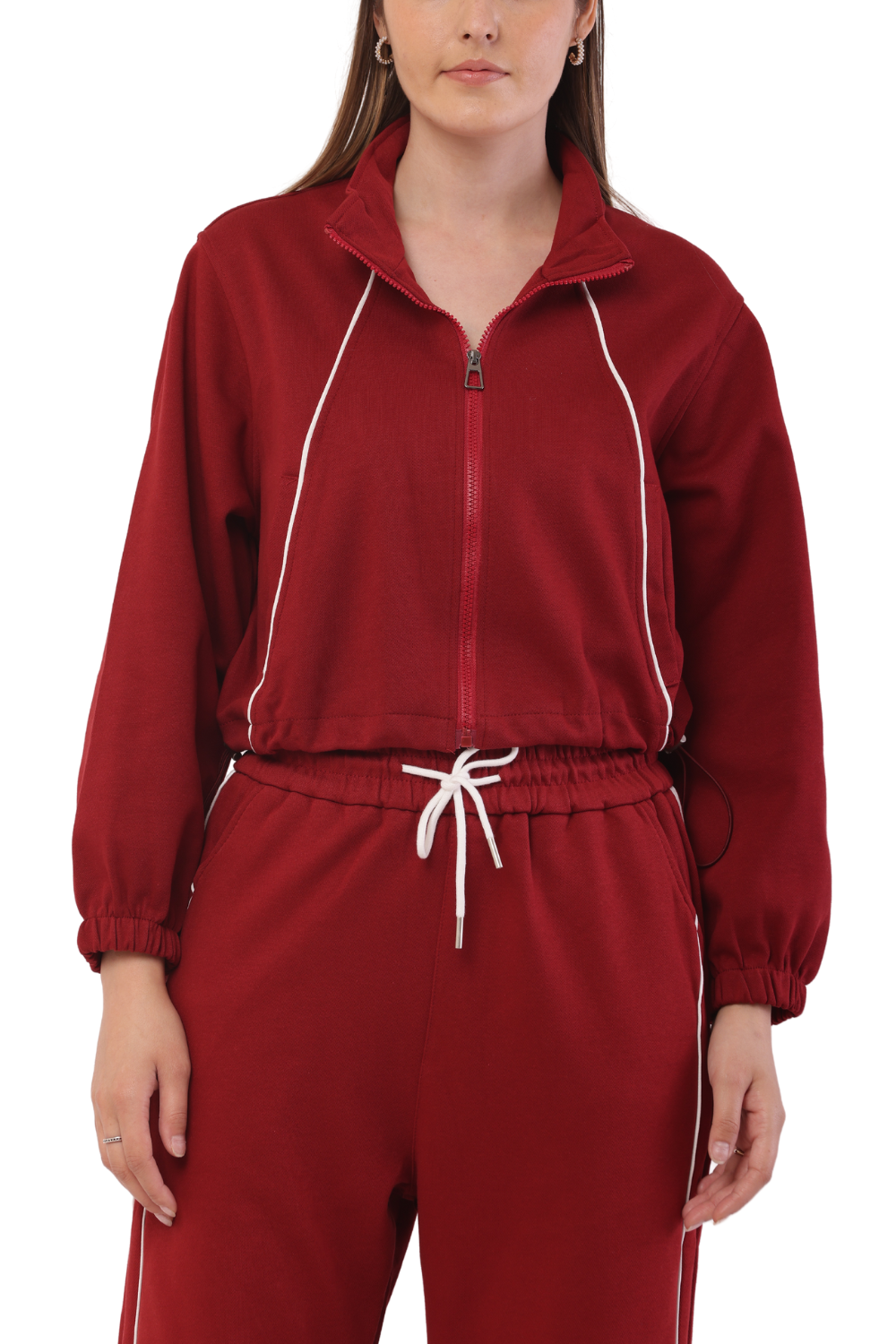 Trendy Korean Fashion Women's Tracksuit – Cropped Zip-Up & Joggers