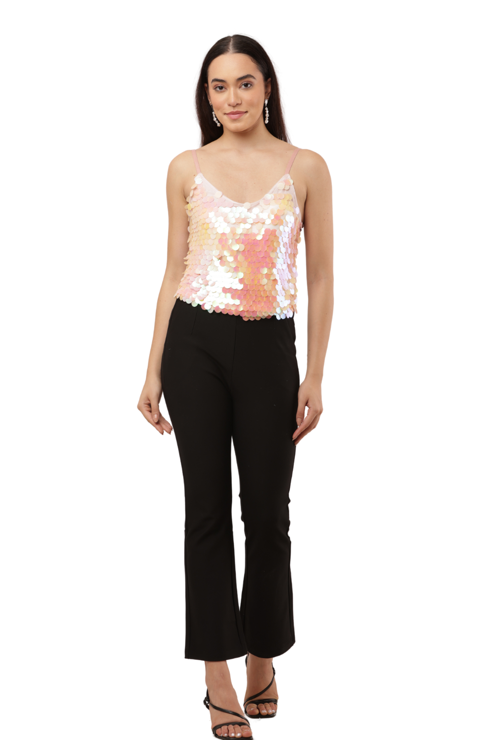 Sequin Strappy Camisole Free Size Top – Korean Fashion Inspired
