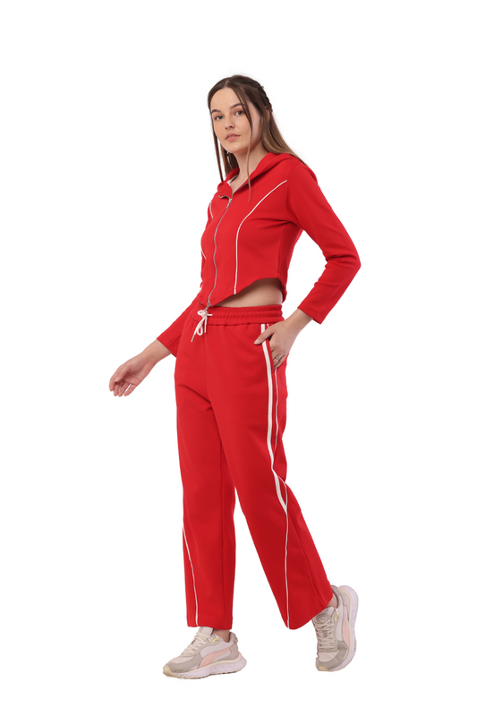 Trendy Korean Fashion Cropped Hoodie & Joggers Tracksuit for Women