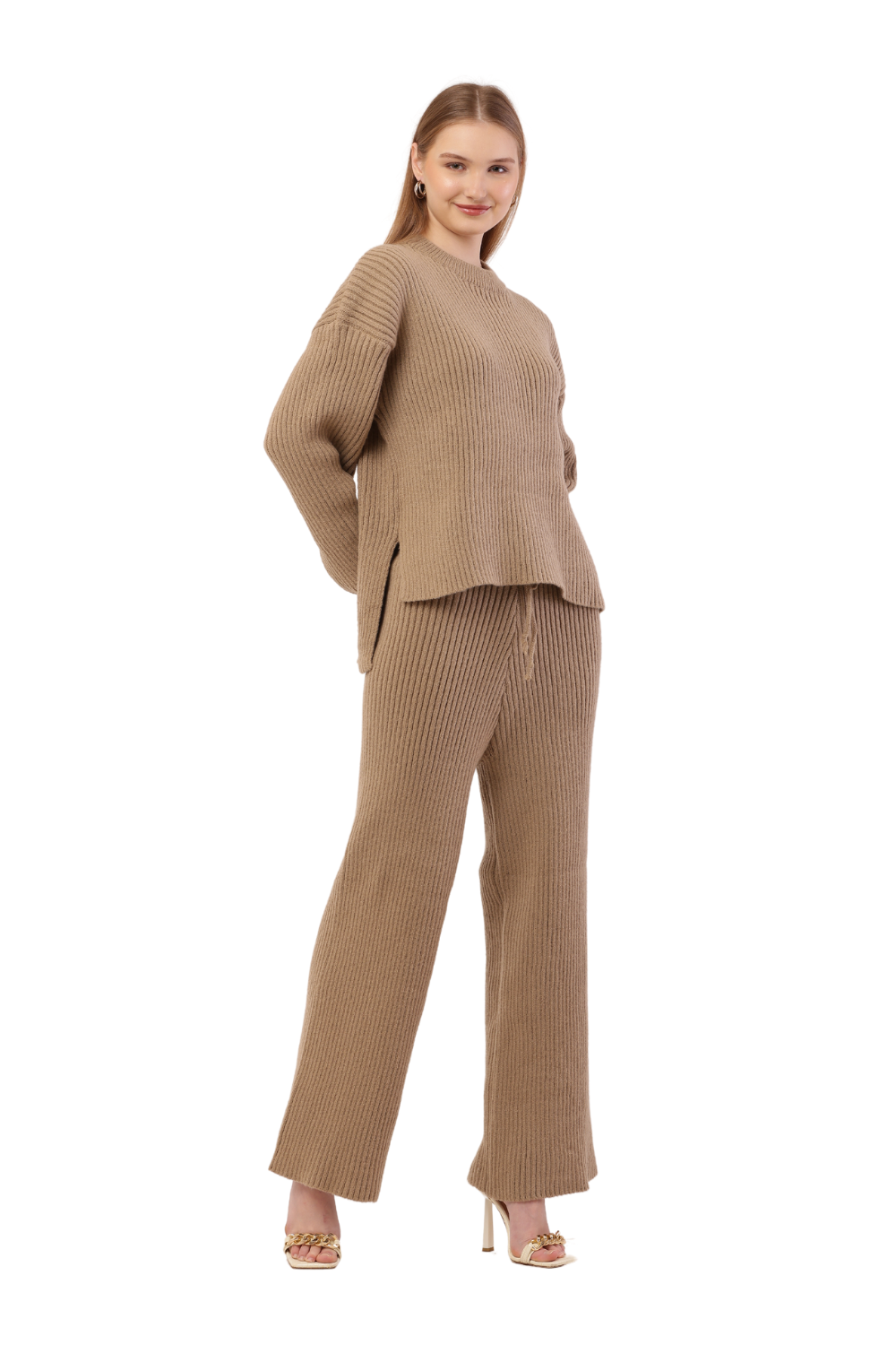 Oversized Ribbed Knit Sweater & Pants Set – Korean Fashion Loungewear