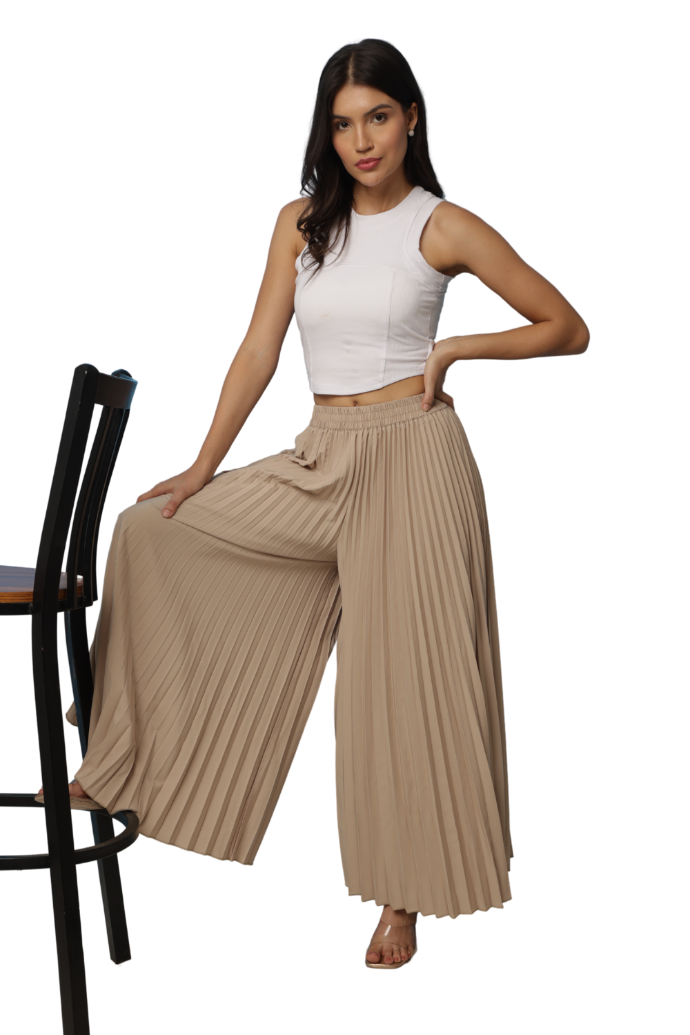 Korean Fashion Pleated Wide-Leg Free Size Palazzo Pants for Women
