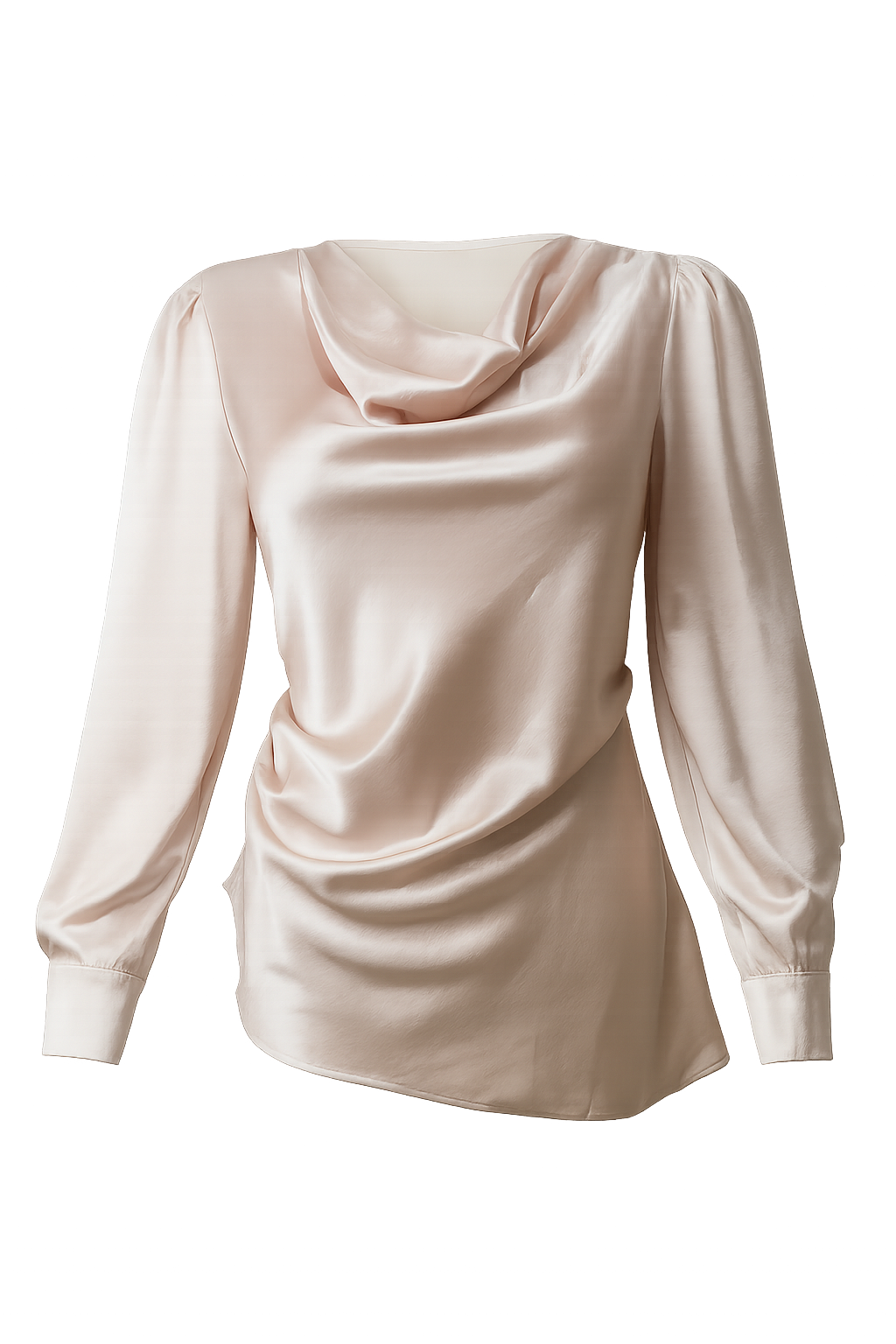 Elegant Draped Shoulder Detail Korean Silk Chiffon Shirt