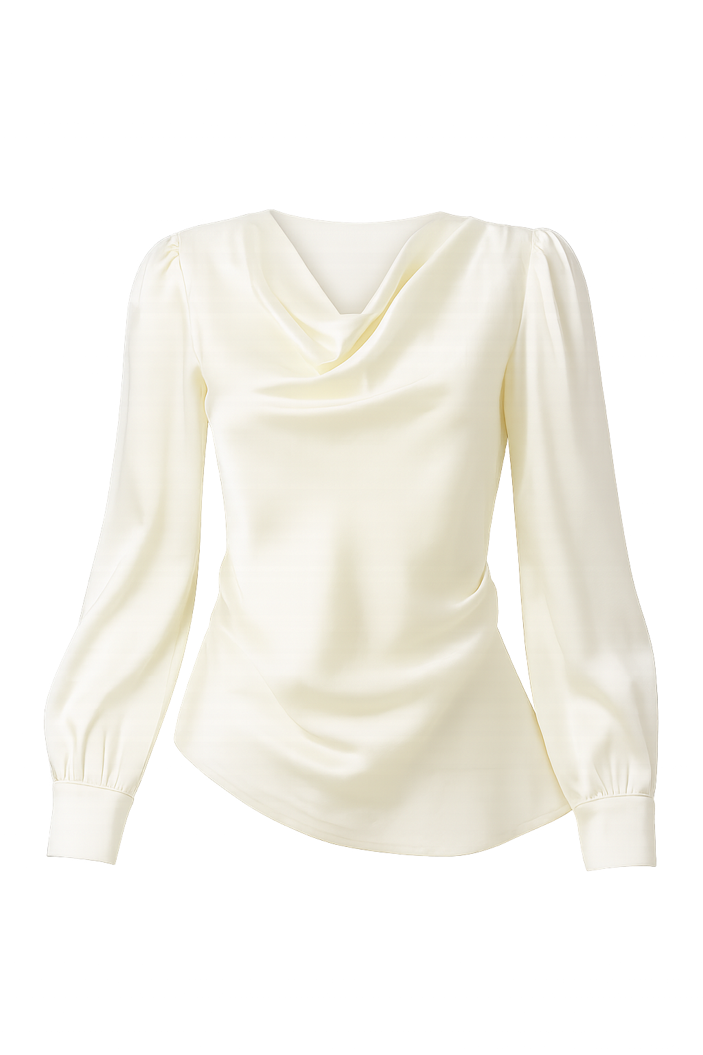 Elegant Draped Shoulder Detail Korean Silk Chiffon Shirt