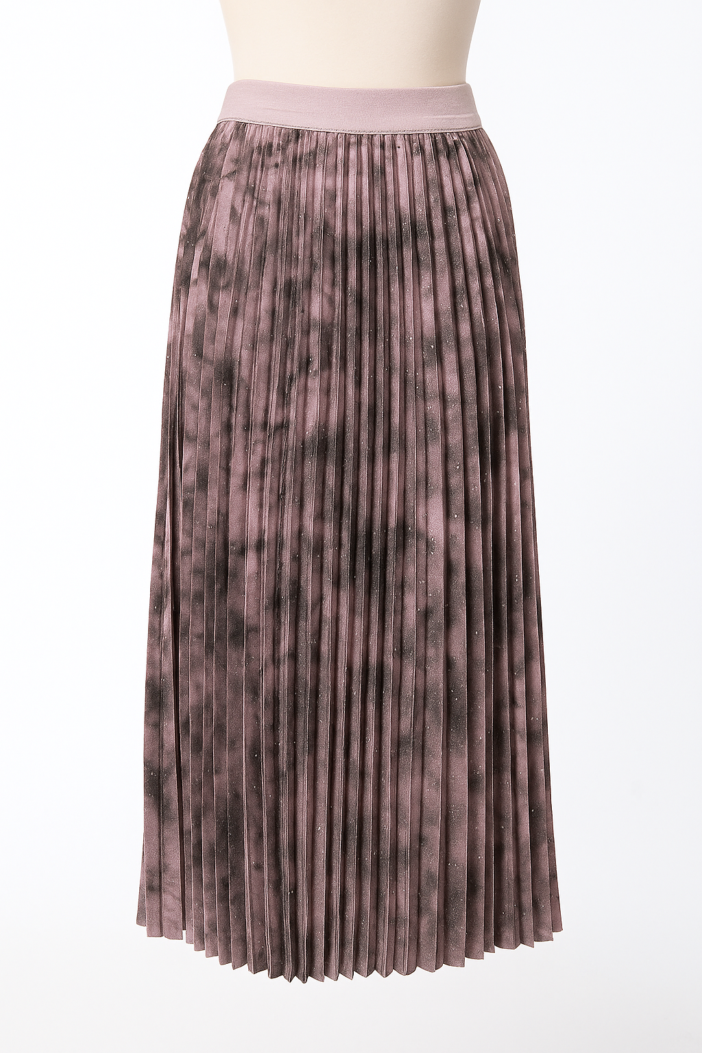 Pleated Midi Skirt with Glitter Detailing – Korean Fashion Style