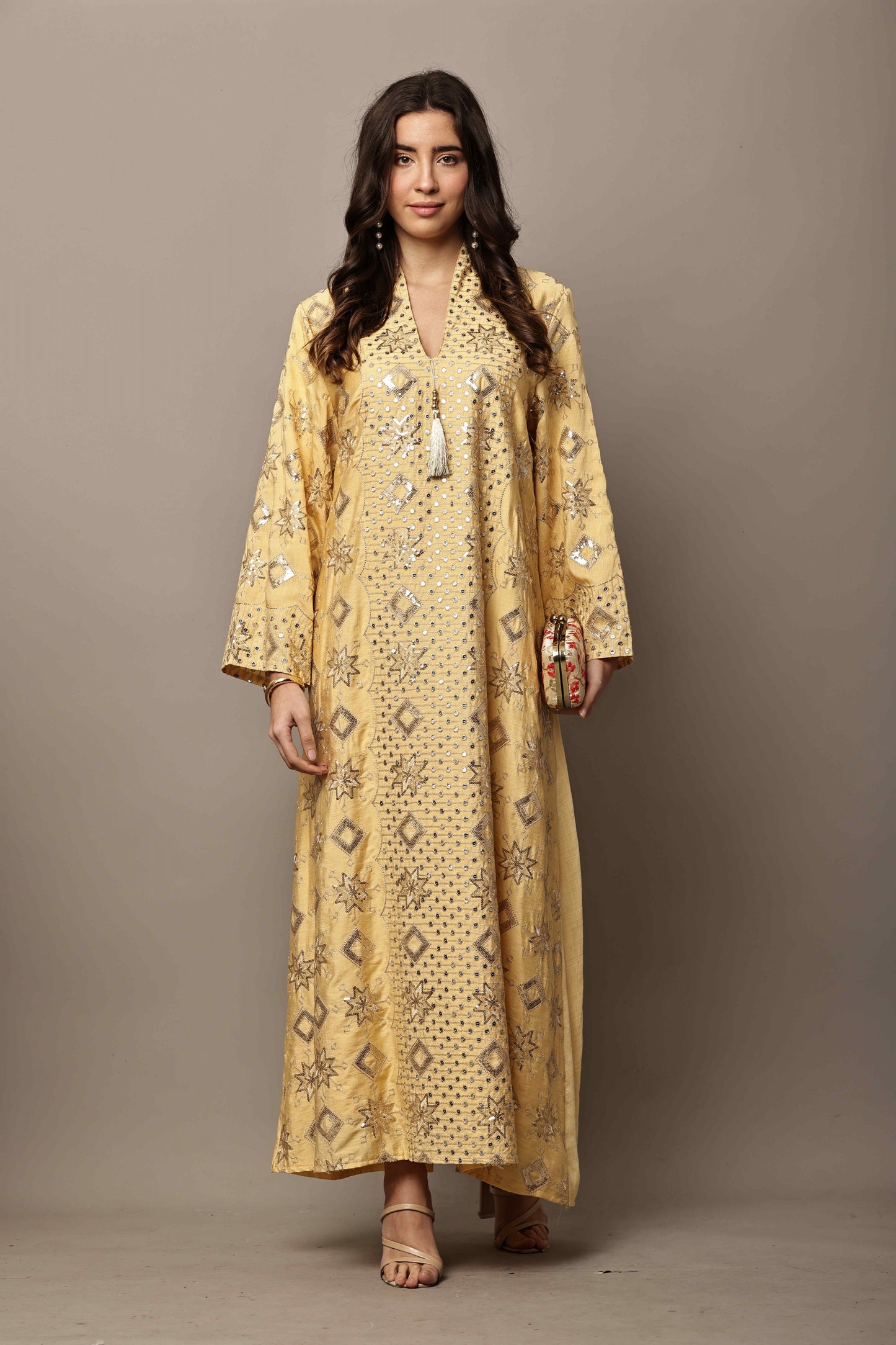 Golden Noor Embroidered Kaftan – Luxury Ramadan & Eid Maxi Dress