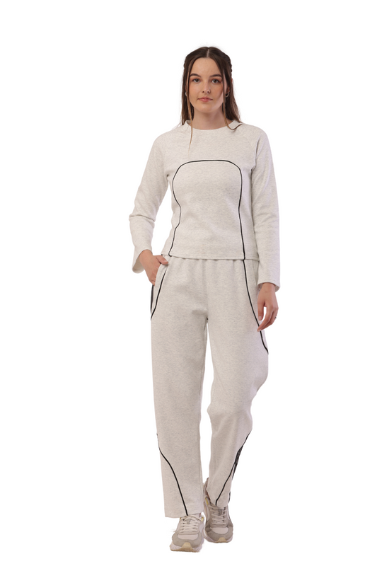 Korean Style Women's Athleisure Tracksuit - Trendy Sweatshirt & Joggers
