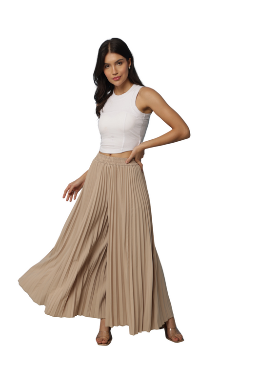 Korean Fashion Pleated Wide-Leg Free Size Palazzo Pants for Women