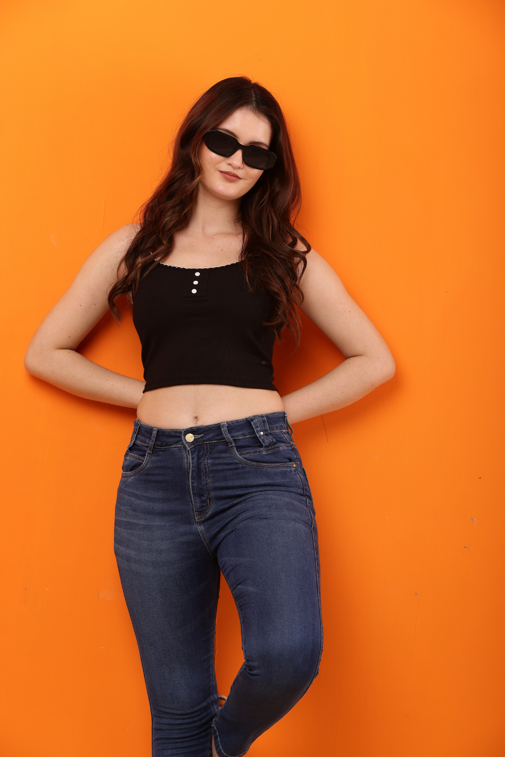 Ribbed Korean Spaghetti Strap Crop Top