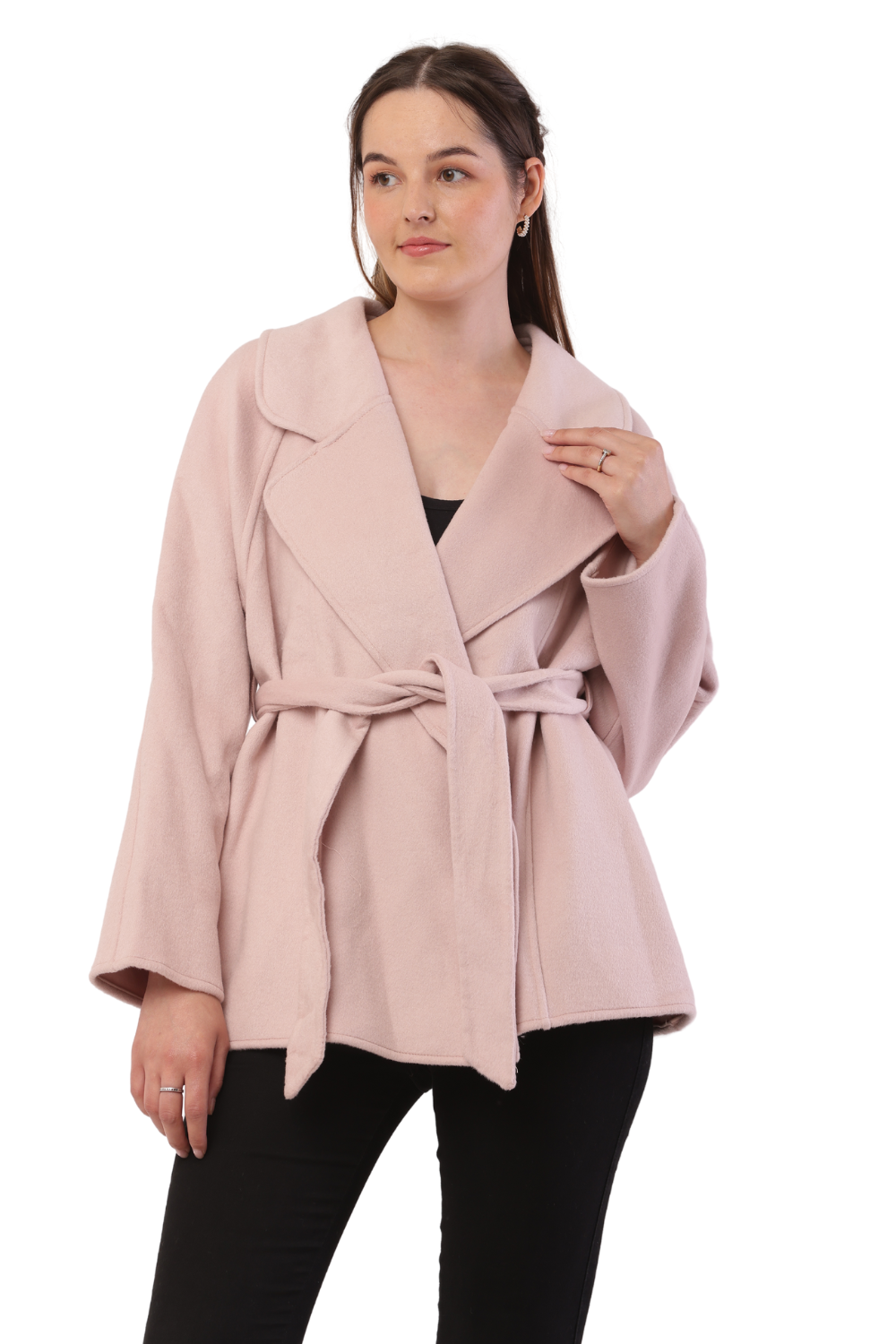 Korean Fashion Wool Belted Coat – Elegant Women's Winter Jacket