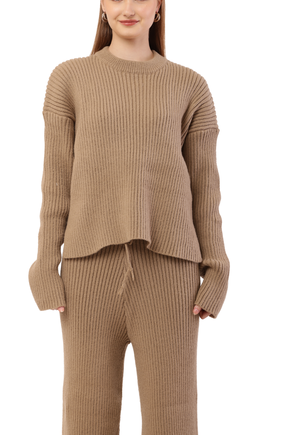 Oversized Ribbed Knit Sweater & Pants Set – Korean Fashion Loungewear