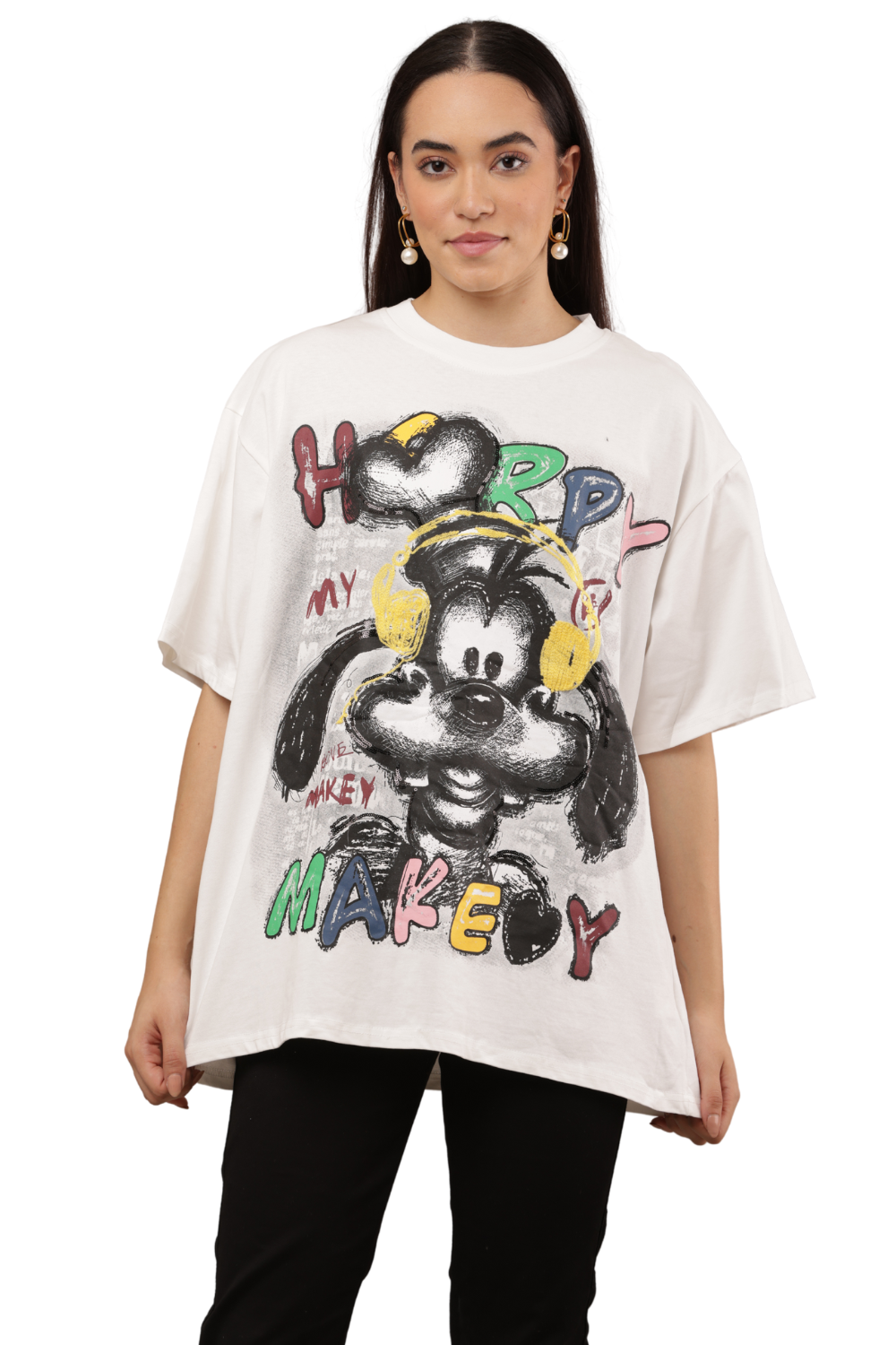 Oversized Cartoon Print Korean T-Shirt Free Size – Trendy Korean Clothes & Fashion