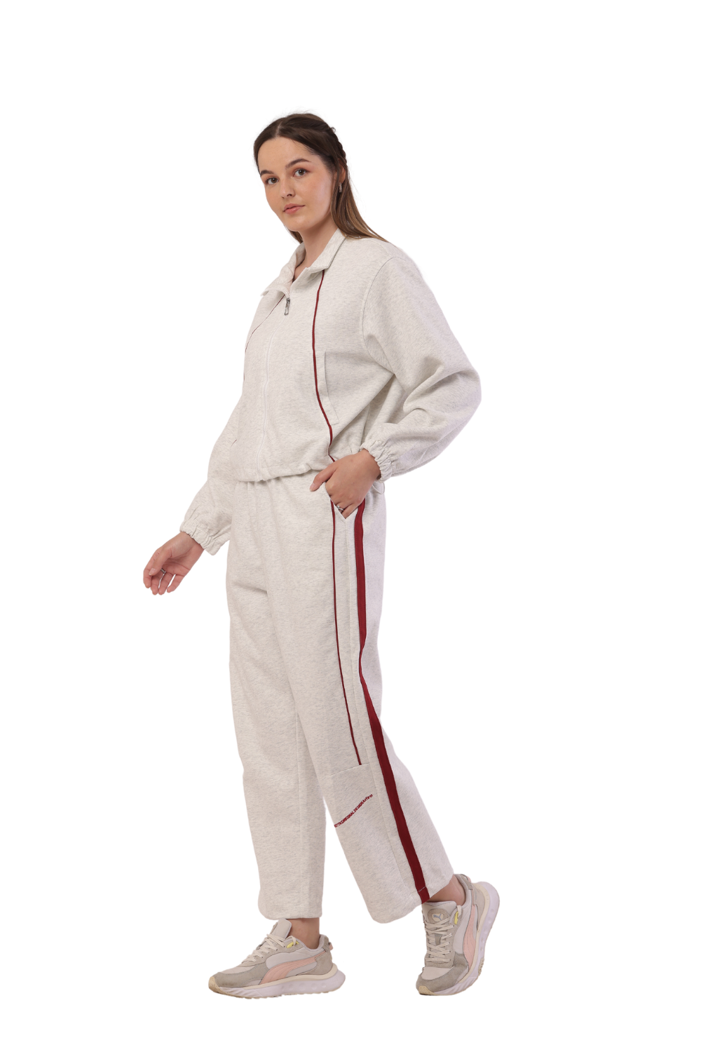 Trendy Korean Fashion Women's Tracksuit – Cropped Zip-Up & Joggers