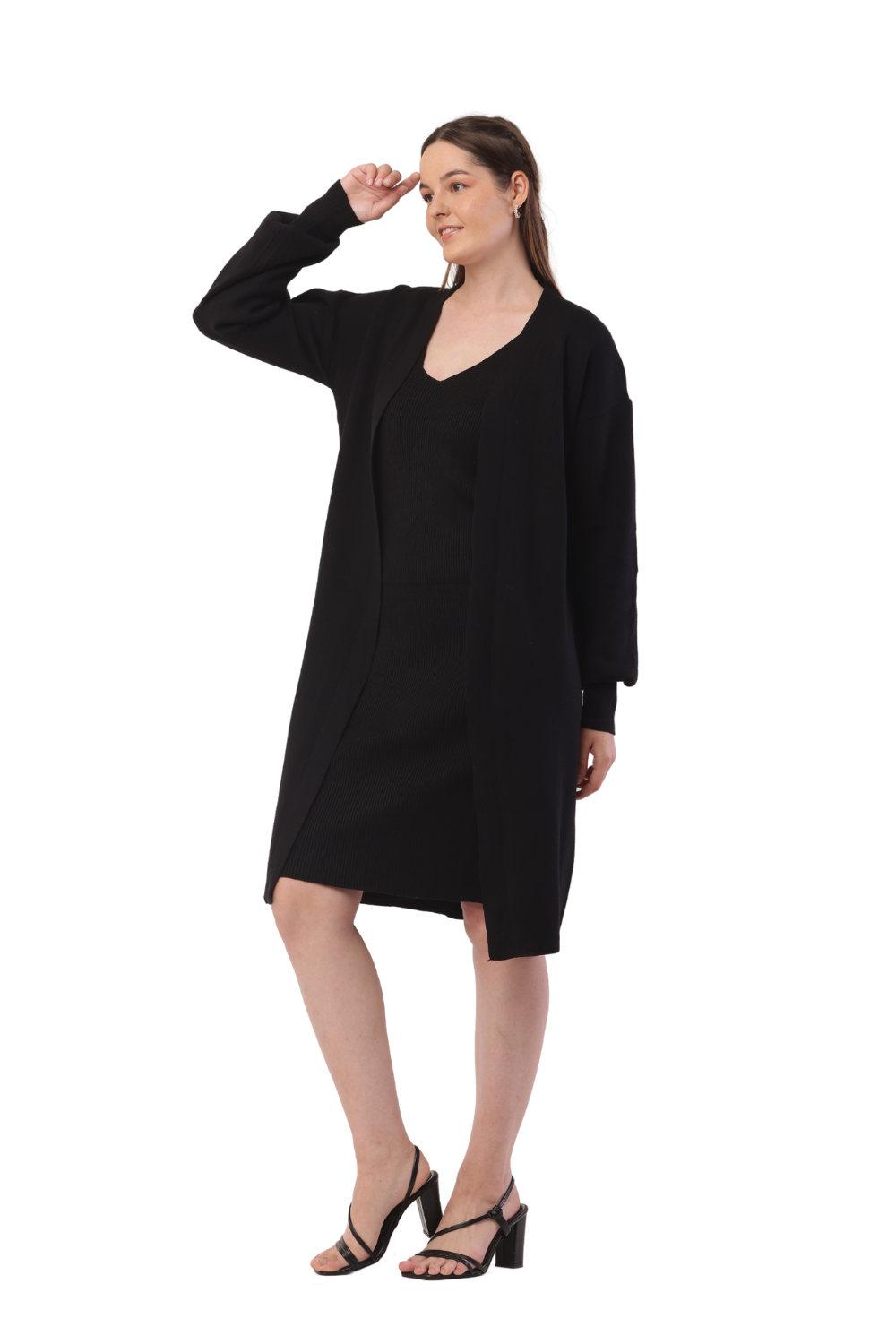 Korean-Inspired Knit Cardigan & Dress Set – Chic & Cozy Fashion