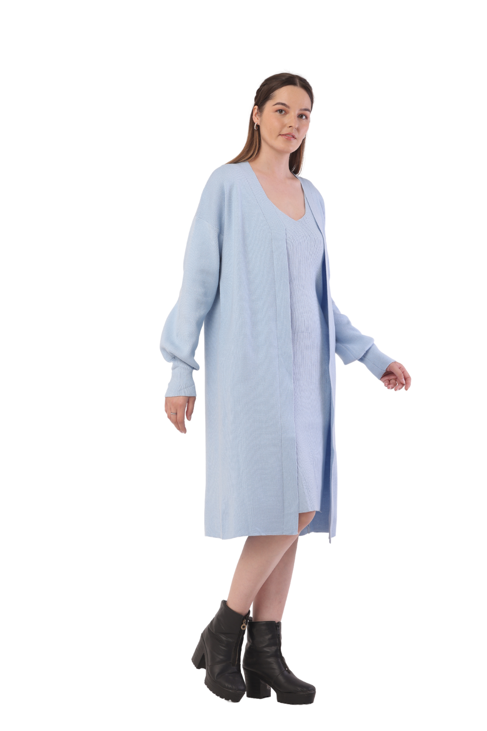 Korean-Inspired Knit Cardigan & Dress Set – Chic & Cozy Fashion