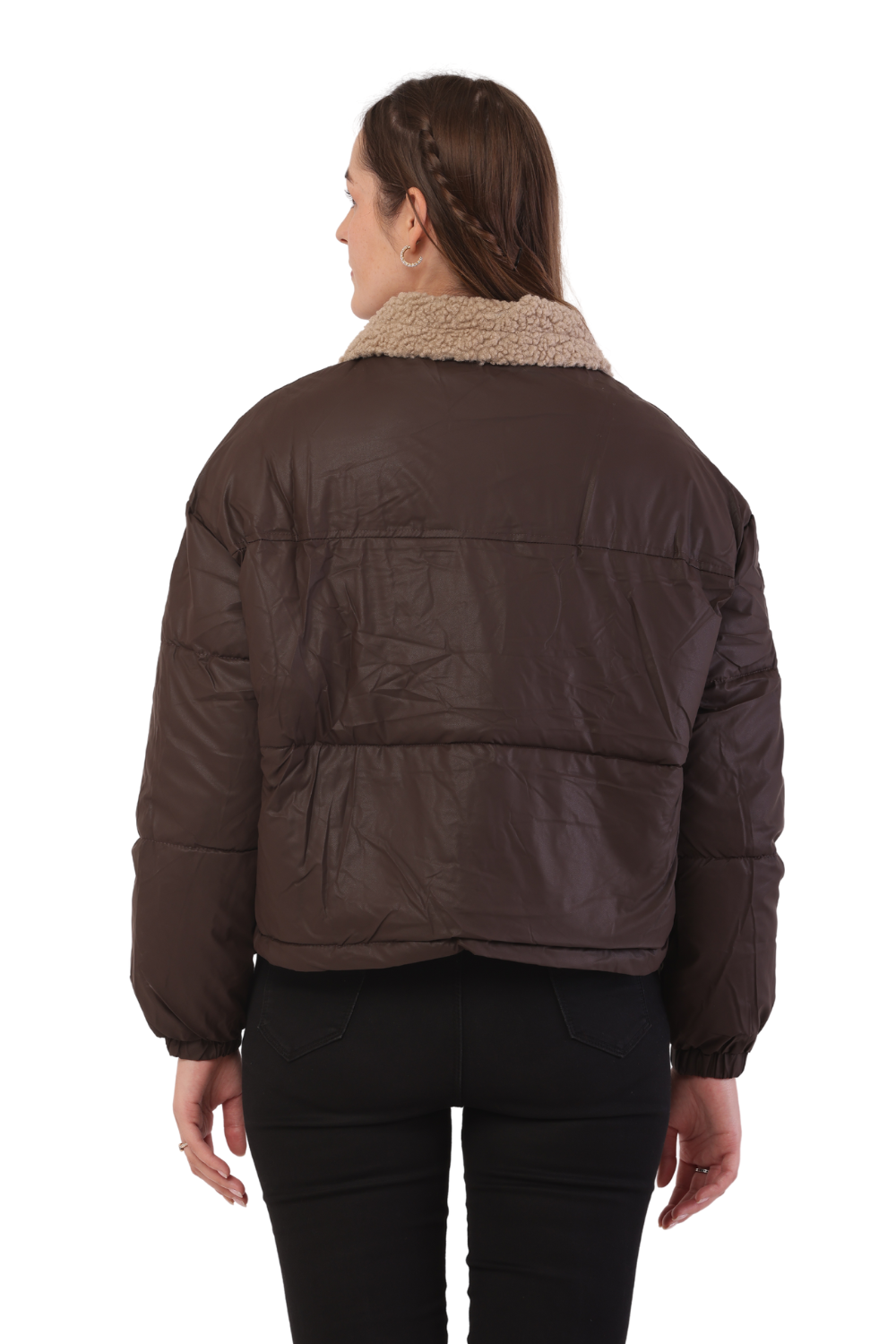 Trendy Puffer Jacket with Shearling Collar – Korean Fashion
