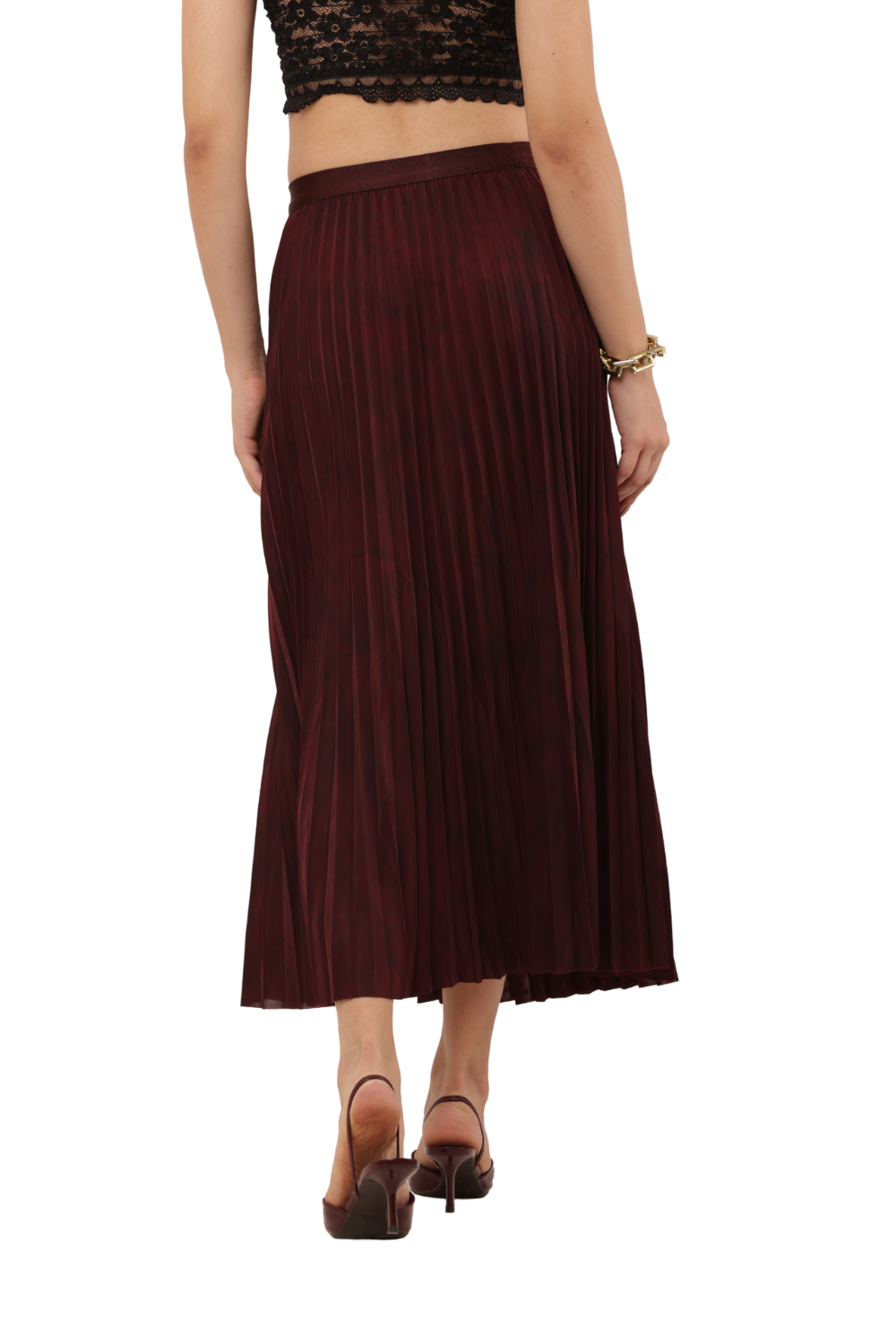 Elegant High-Waisted Pleated Midi Skirt for Women