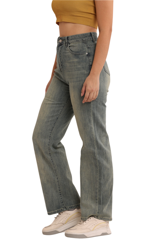 Vintage High-Waisted Straight-Leg Jeans – Korean Fashion for Women