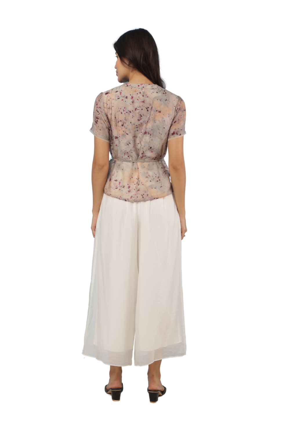 Marble Print Korean Style Shirt with Palazzo Pants