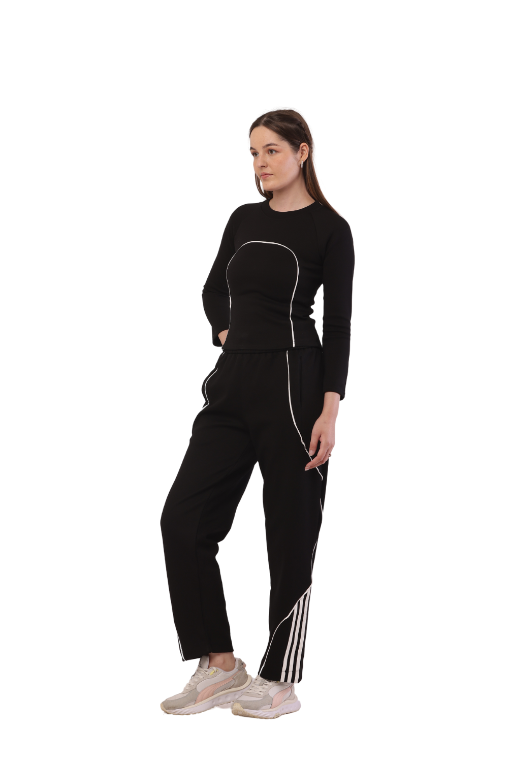 Korean Style Women's Athleisure Tracksuit - Trendy Sweatshirt & Joggers