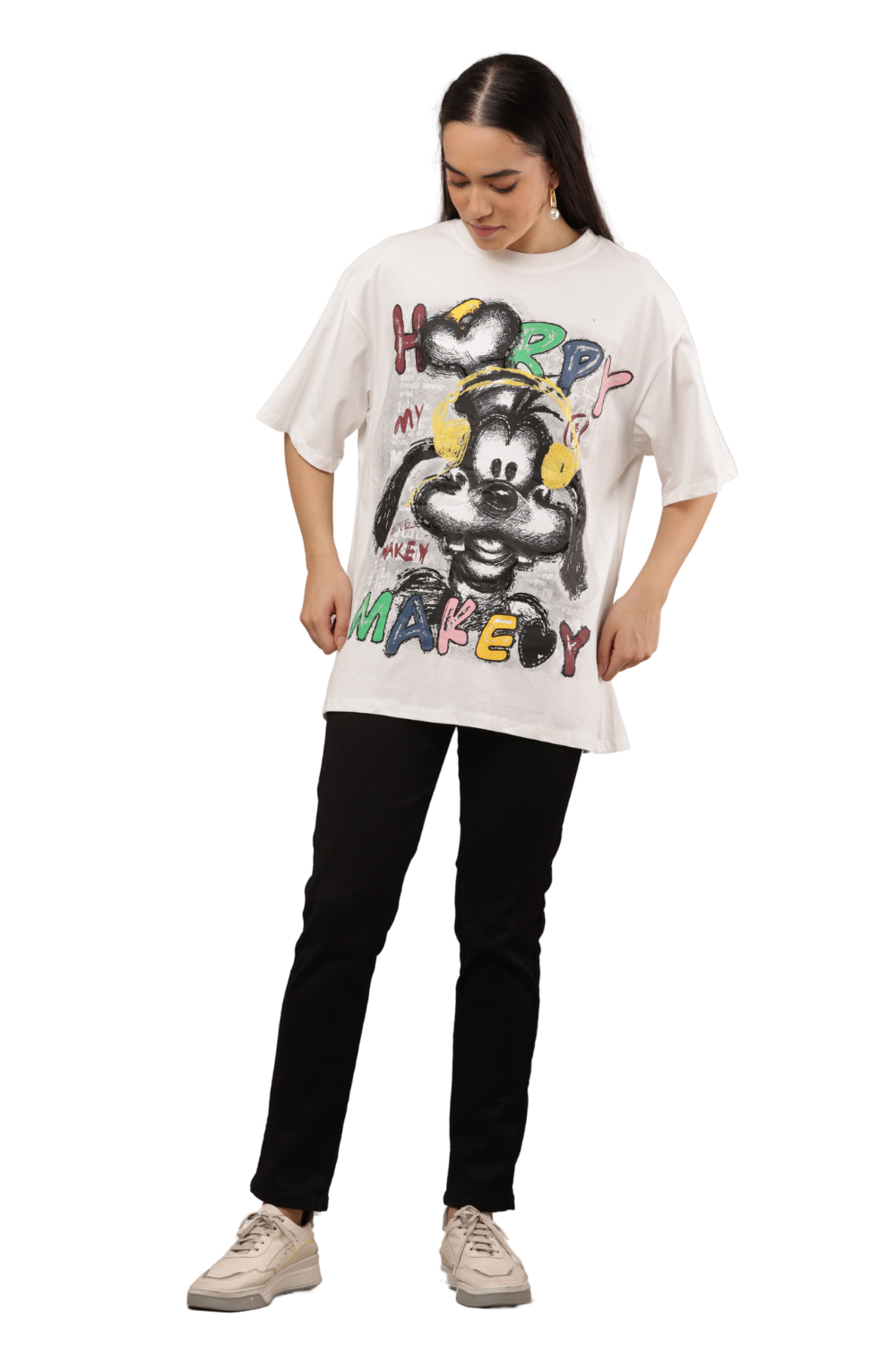 Oversized Cartoon Print Korean T-Shirt Free Size – Trendy Korean Clothes & Fashion