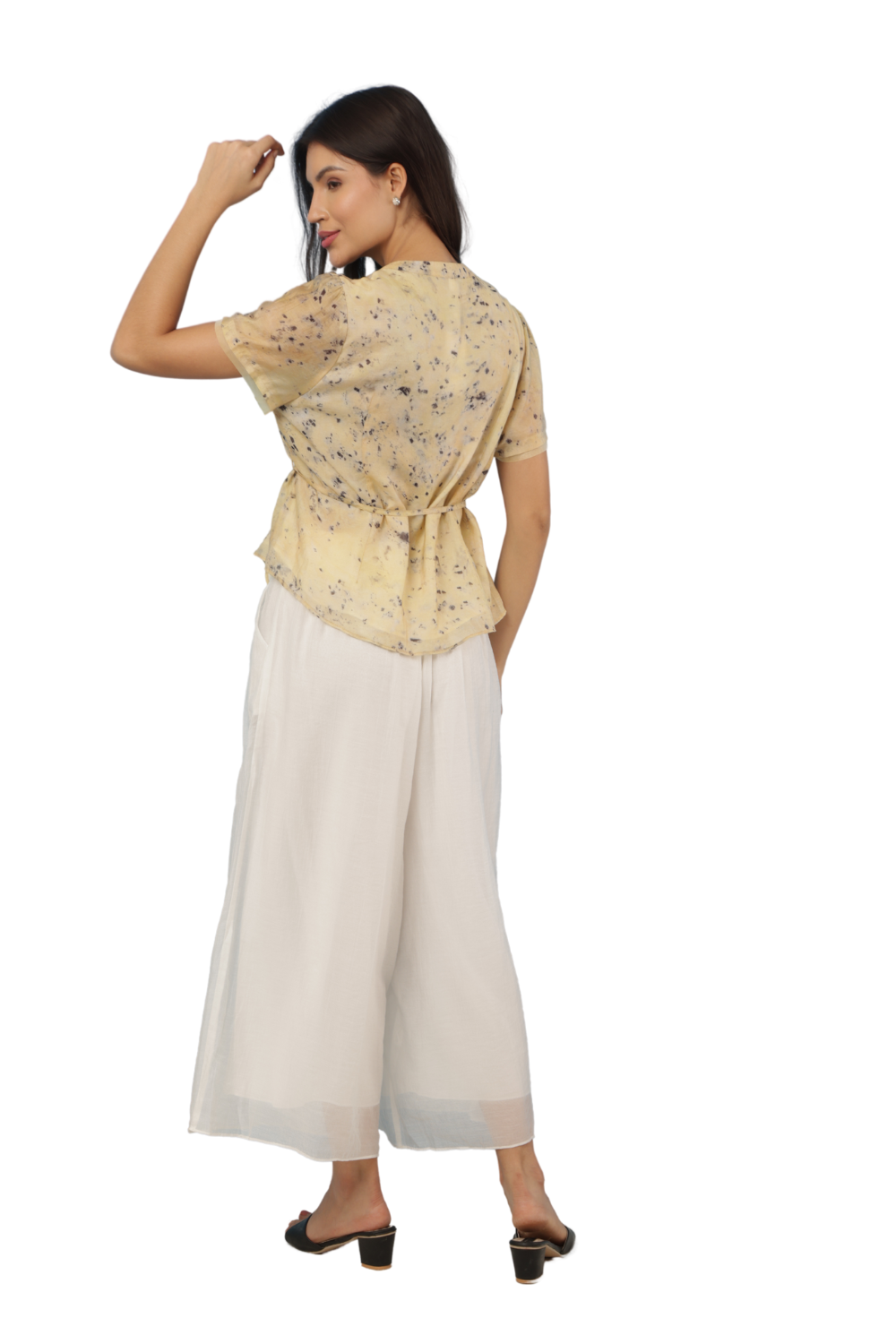 Marble Print Korean Style Shirt with Palazzo Pants