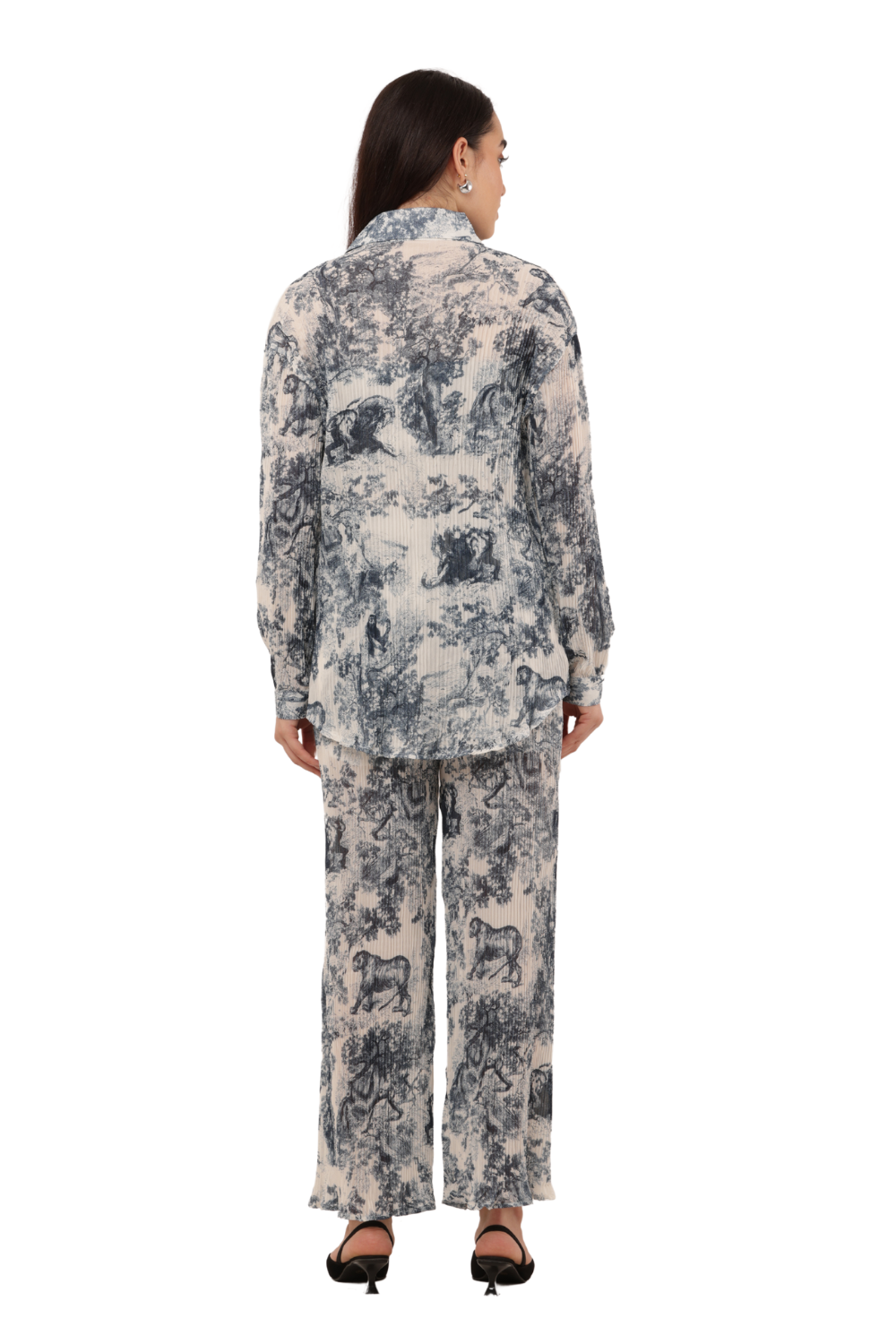 Print Wide-Leg Co-ord Pants – Korean Fashion Statement
