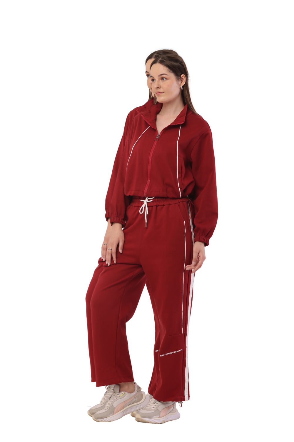 Trendy Korean Fashion Women's Tracksuit – Cropped Zip-Up & Joggers