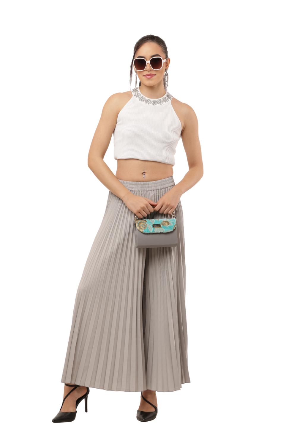 Korean Fashion Pleated Wide-Leg Free Size Palazzo Pants for Women