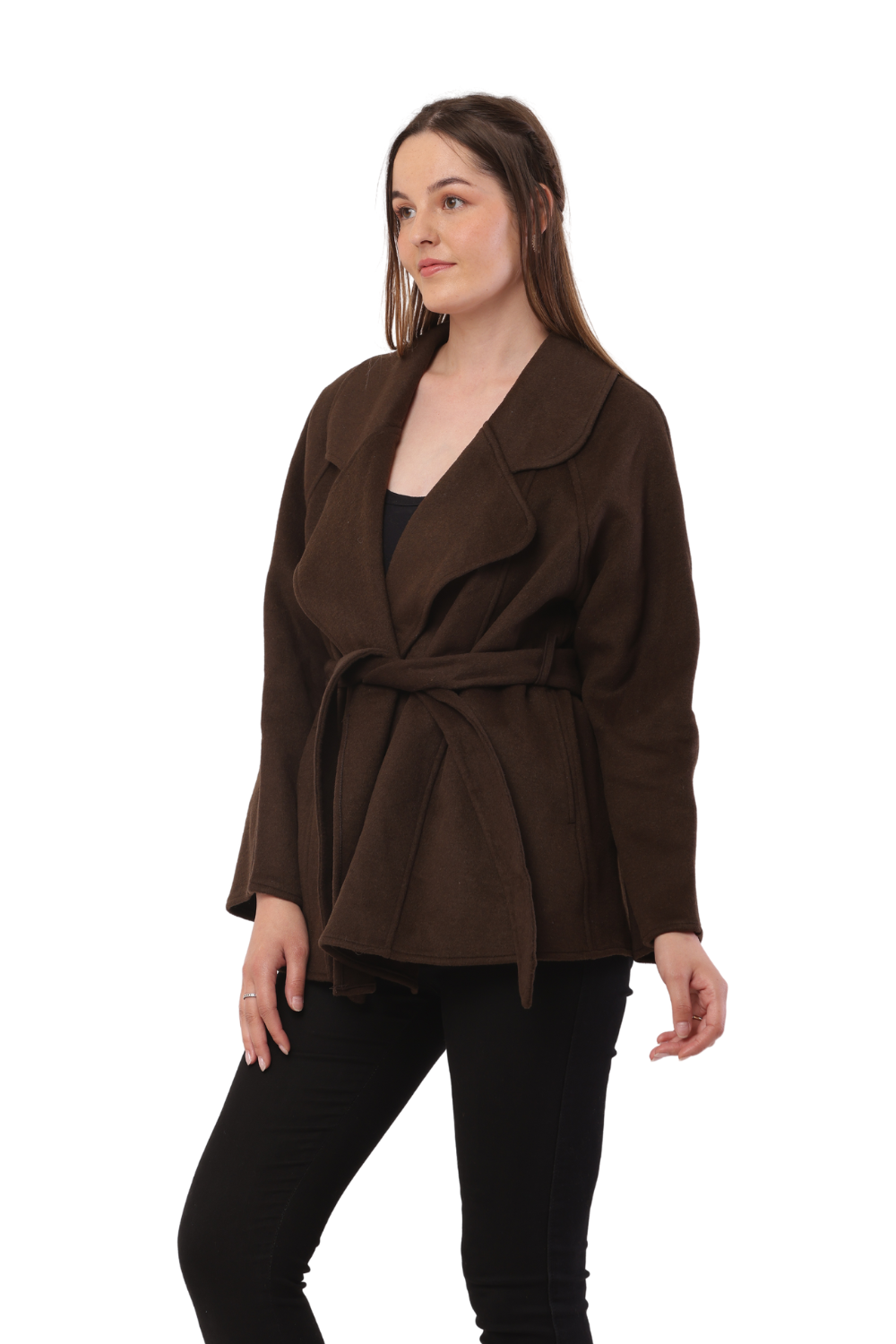 Korean Fashion Wool Belted Coat – Elegant Women's Winter Jacket