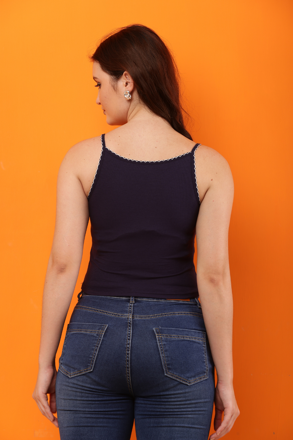 Ribbed Korean Spaghetti Strap Crop Top
