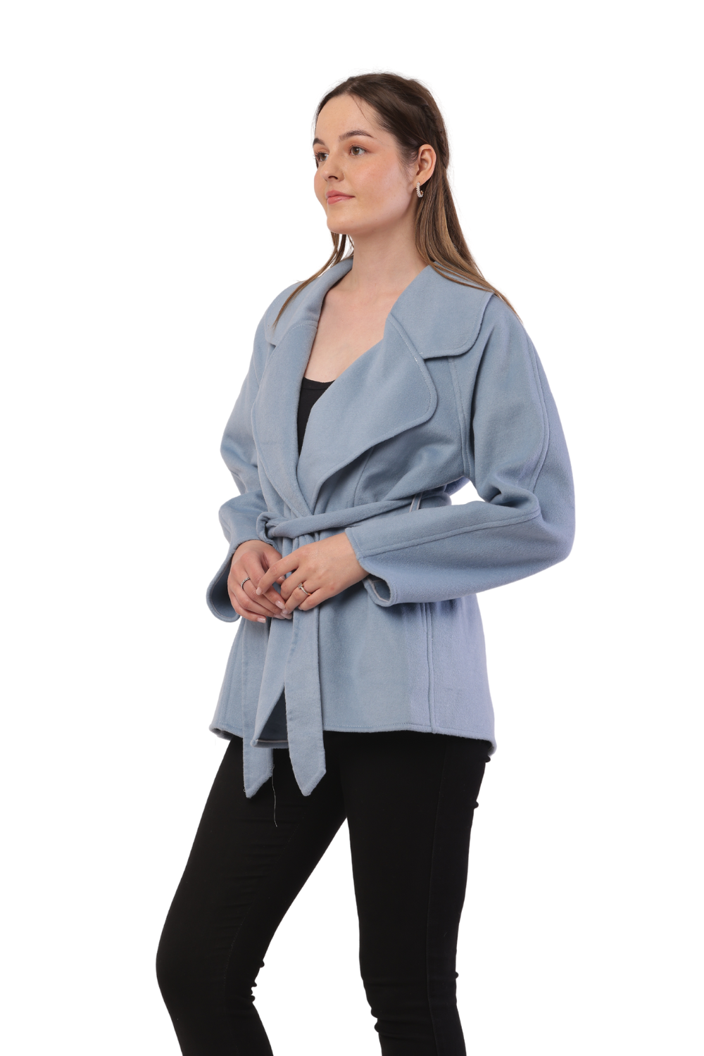 Korean Fashion Wool Belted Coat – Elegant Women's Winter Jacket