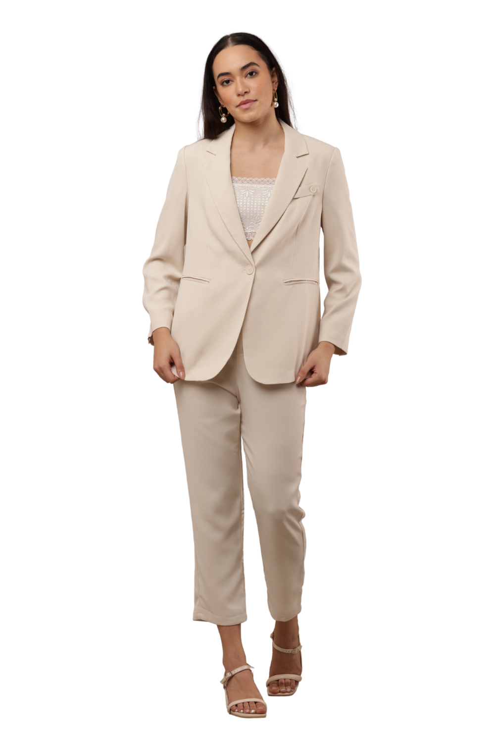 Striped Korean Co-ord Blazer & Pants Set for Women