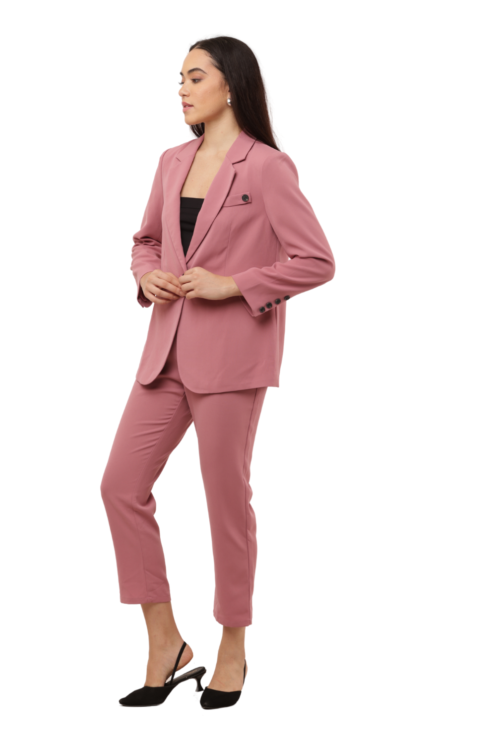 Striped Korean Co-ord Blazer & Pants Set for Women