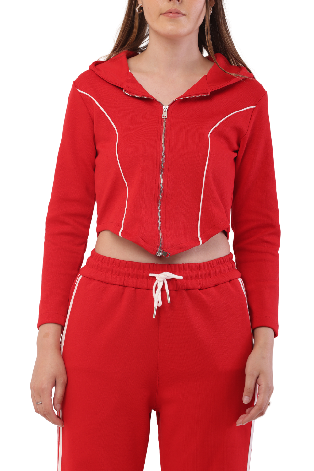 Trendy Korean Fashion Cropped Hoodie & Joggers Tracksuit for Women