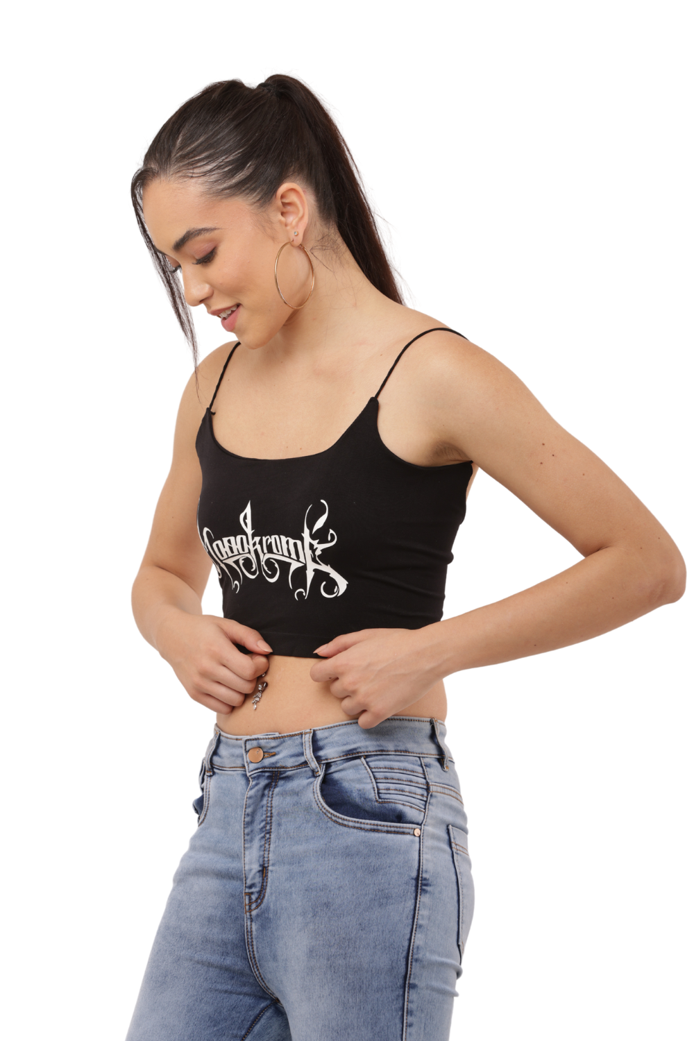 Monokrom Graphic Crop Cami Top – Korean Fashion Streetwear