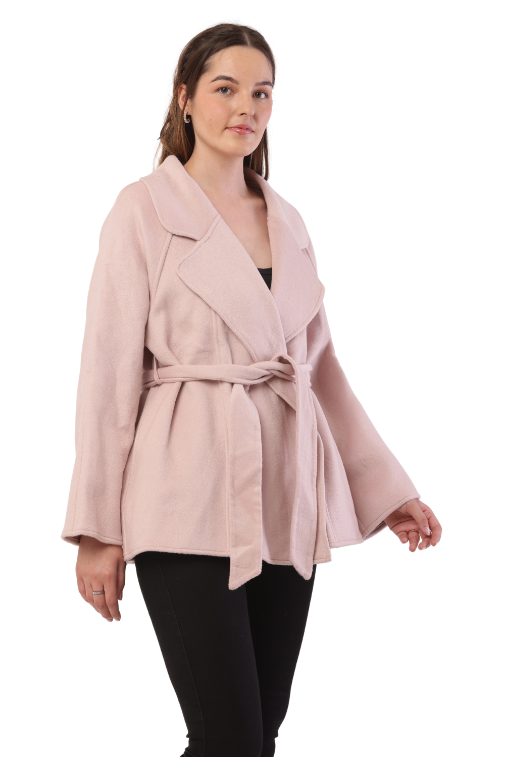 Korean Fashion Wool Belted Coat – Elegant Women's Winter Jacket
