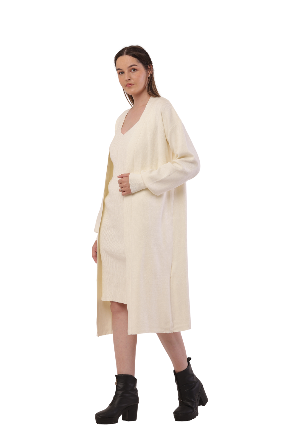 Korean-Inspired Knit Cardigan & Dress Set – Chic & Cozy Fashion