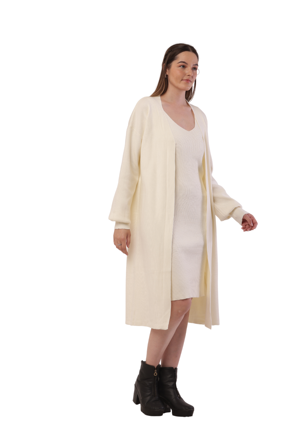 Korean-Inspired Knit Cardigan & Dress Set – Chic & Cozy Fashion