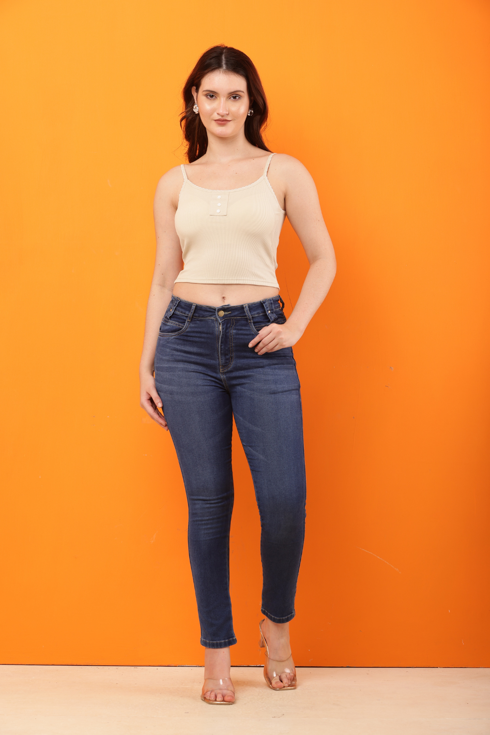 Ribbed Korean Spaghetti Strap Crop Top