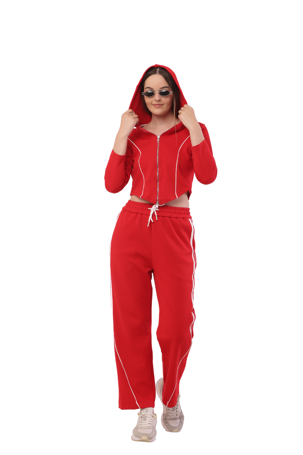 Trendy Korean Fashion Cropped Hoodie & Joggers Tracksuit for Women