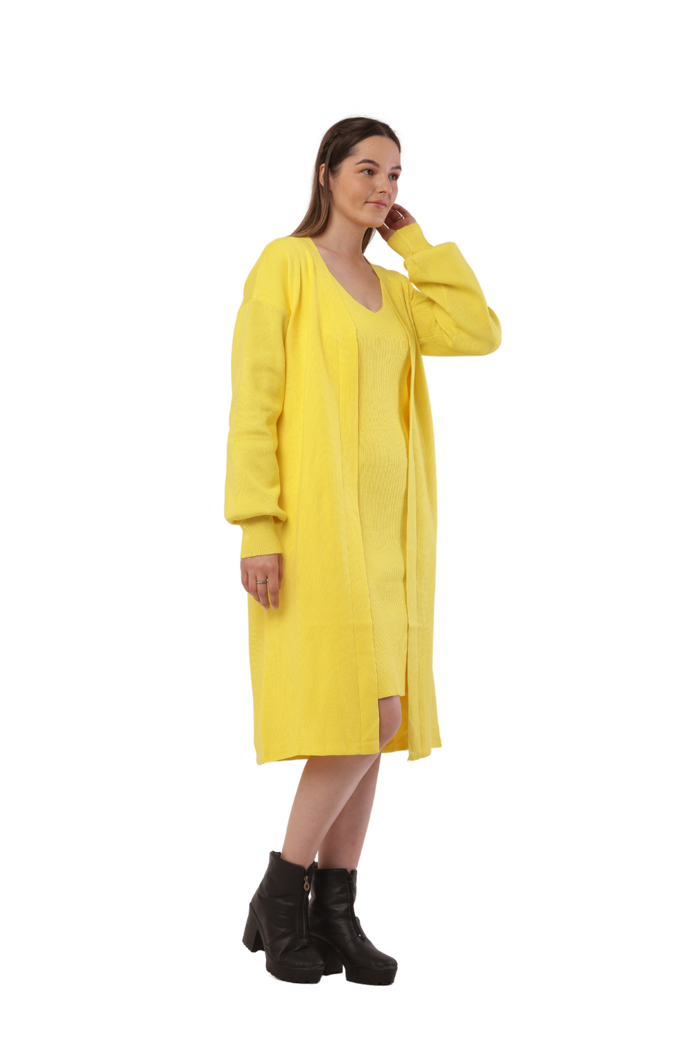 Korean-Inspired Knit Cardigan & Dress Set – Chic & Cozy Fashion