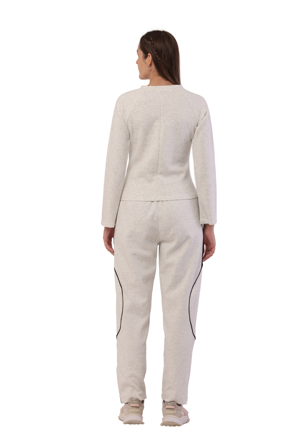 Korean Style Women's Athleisure Tracksuit - Trendy Sweatshirt & Joggers