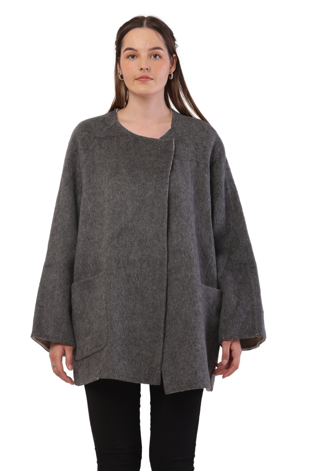 Chic Korean-Inspired Wool Jacket with Button Closure – Elegant & Trendy