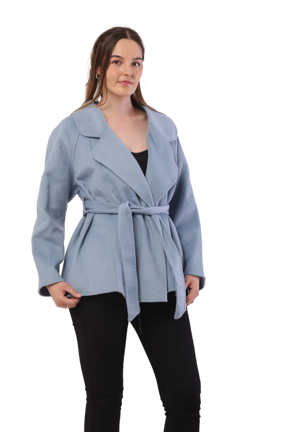 Korean Fashion Wool Belted Coat – Elegant Women's Winter Jacket