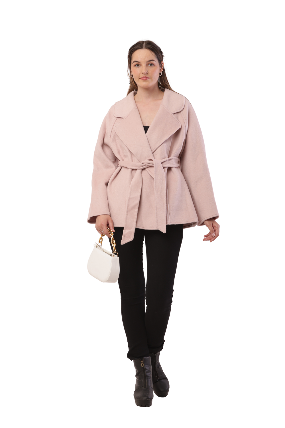 Korean Fashion Wool Belted Coat – Elegant Women's Winter Jacket