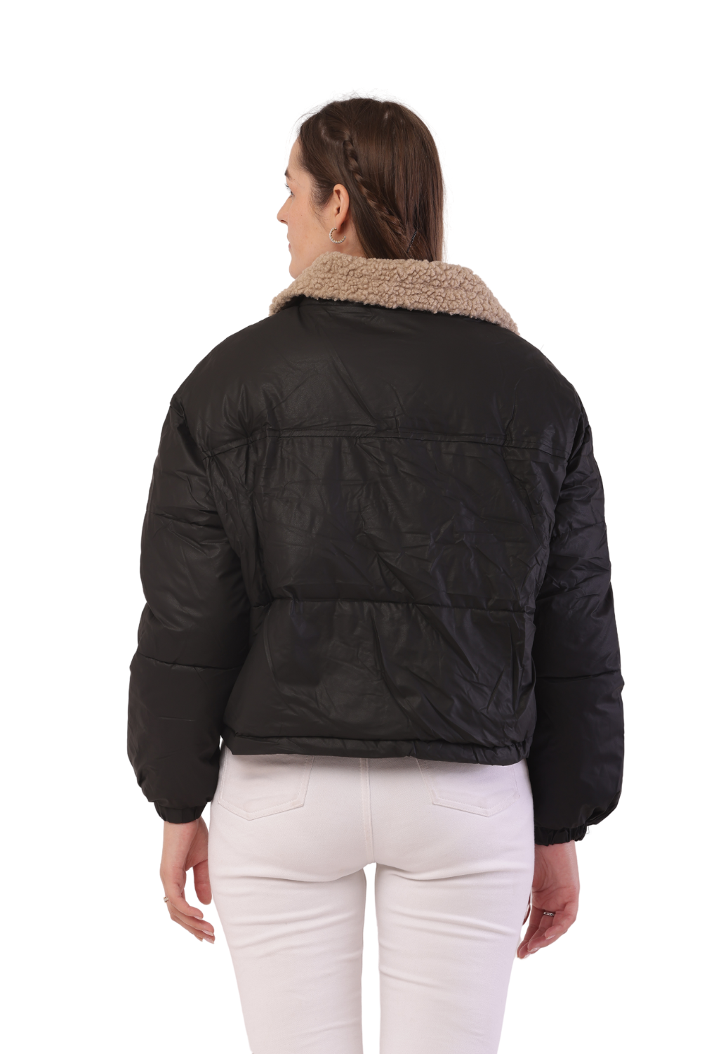 Trendy Puffer Jacket with Shearling Collar – Korean Fashion
