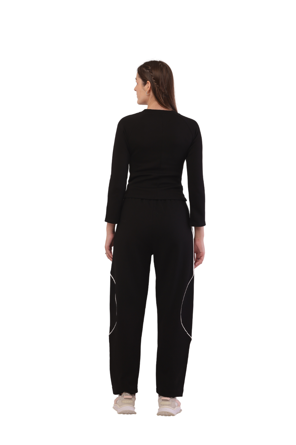 Korean Style Women's Athleisure Tracksuit - Trendy Sweatshirt & Joggers