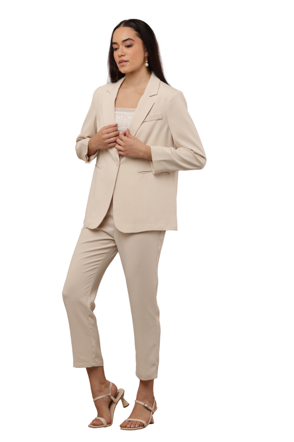 Striped Korean Co-ord Blazer & Pants Set for Women